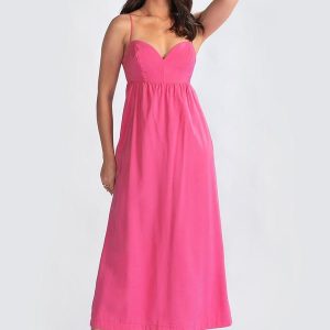 Vestido Longo em Viscose Rosa