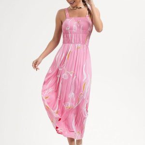 Vestido Longo em Viscose Rosa