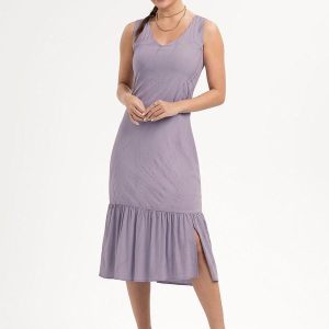 Vestido Midi em Viscose Roxo