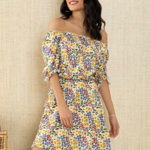 Vestido Mini Floral com Bolsos