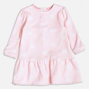 Vestido de Jacquard Rosa com Gatinhos Rosa
