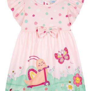 Vestido em Newtech Confeti e Newtech Liso Rosa