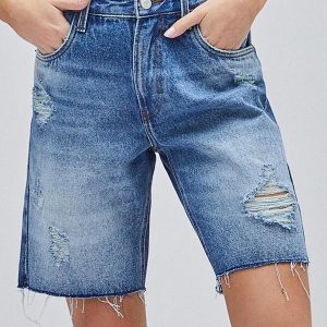 Bermuda Alongada Jeans Azul