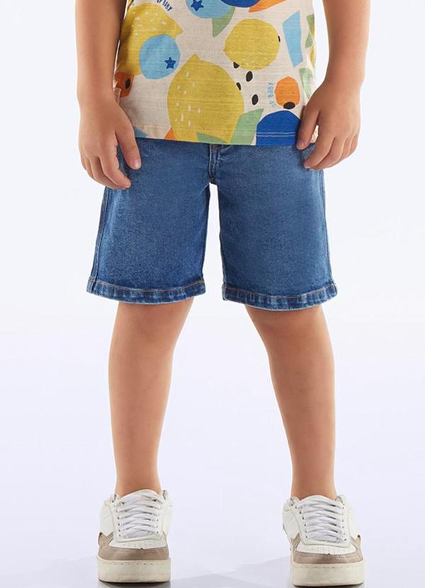 Bermuda Infantil Jeans e Elastano Azul