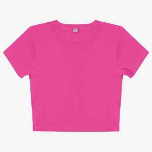 Blusa Cropped Ribana Básica Rosa