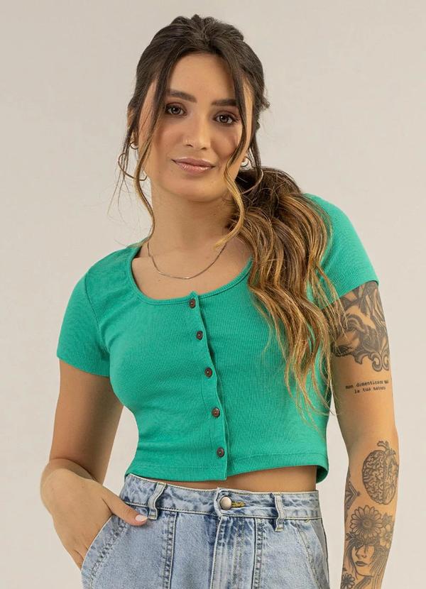 Blusa Cropped em Ribana Verde