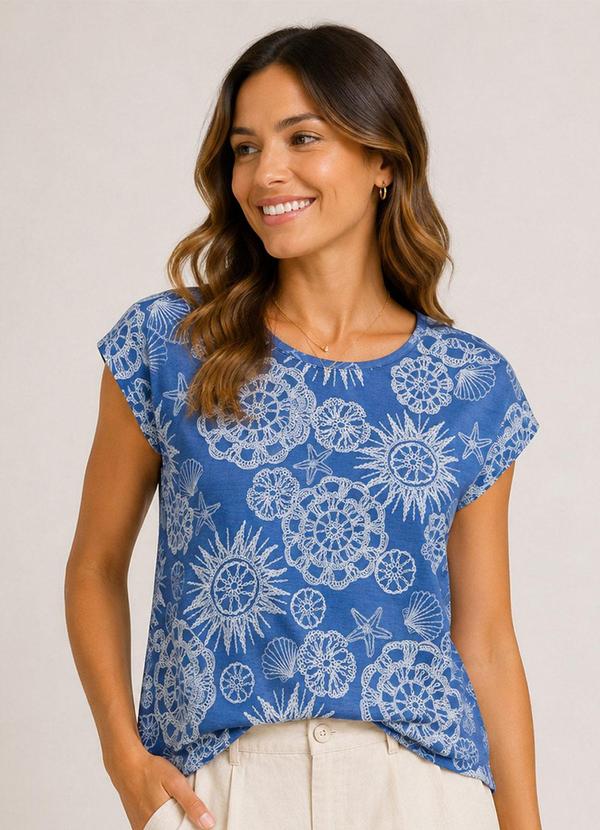 Blusa Feminina Estampada Azul