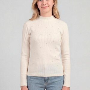 Blusa Juvenil Ribana e Rebites Bege