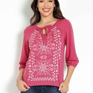 Blusa com Gota e Amarração Frontal Rosa
