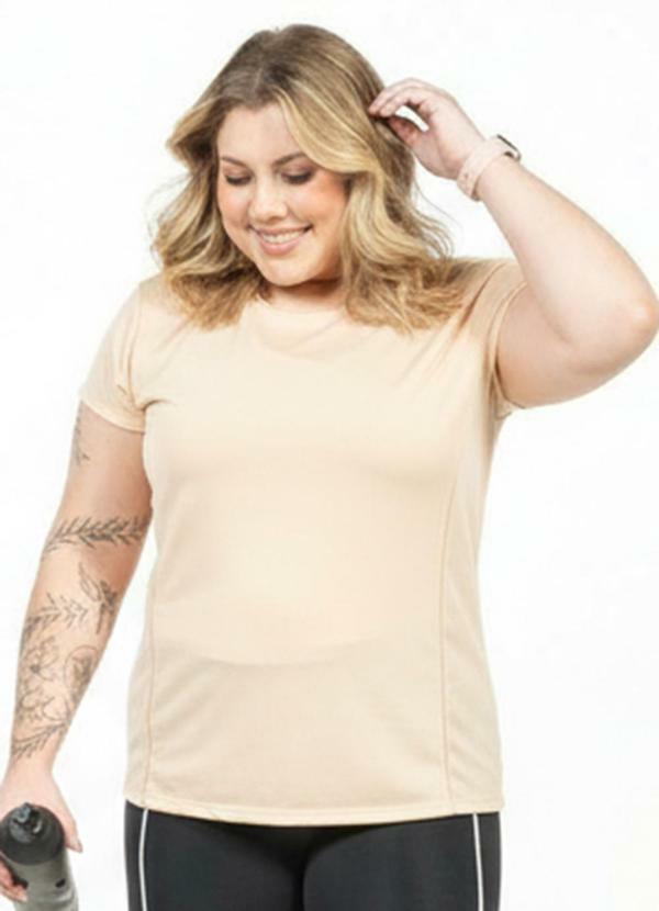 Blusa com Recorte Plus Size Bege