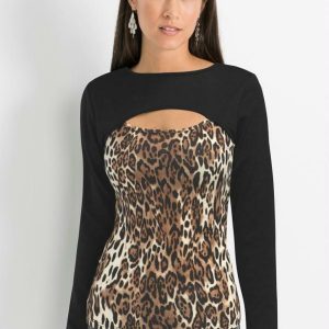 Blusa com RecorteOnça Marrom