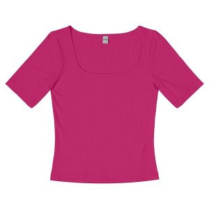 Blusa em Ribana Canelada Rosa