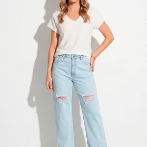 Calça Azul Claro com Rasgados