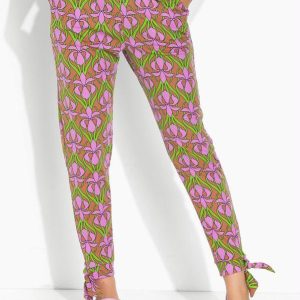 Calça Flora Retrô Roxo com Amarração