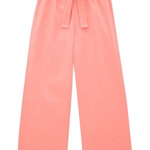 Calça Infantil Leg em Sarja com Elastano Rosa