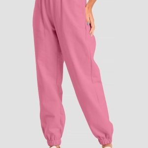 Calça Jogger Feminina em Moletom Penteado Rosa