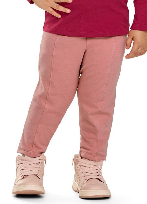 Calça Legging Infantil Menina com Recorte Rosa