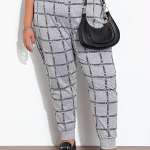 Calça Lettering Mescla Jogger Plus Size