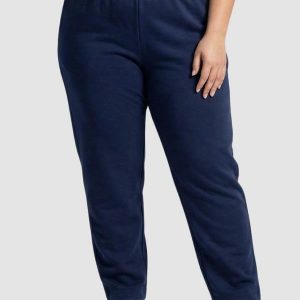 Calça Moletom Plus Size Punho Bainha Azul