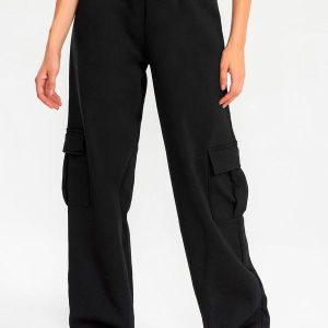 Calça Moletom Reta Cargo Preto