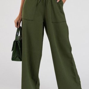 Calça Moletom Wide Leg Val Verde Musgo