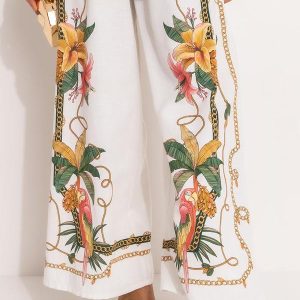 Calça Pantalona Riqueza Tropical Off White