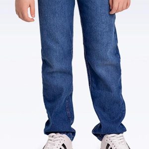 Calça Reta Jeans Azul