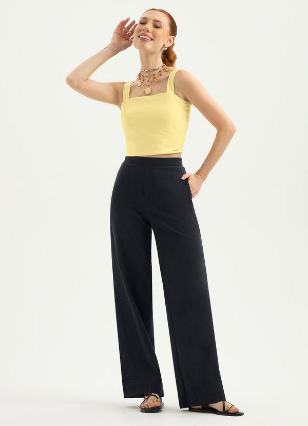 Calça Reta em Algodão Preto