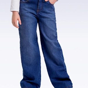 Calça Wide Leg Jeans Azul