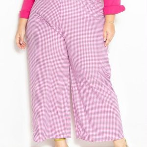 Calça Xadrez Rosa Cropped Plus Size