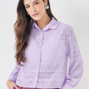 Camisa com Gola Estruturada Roxo