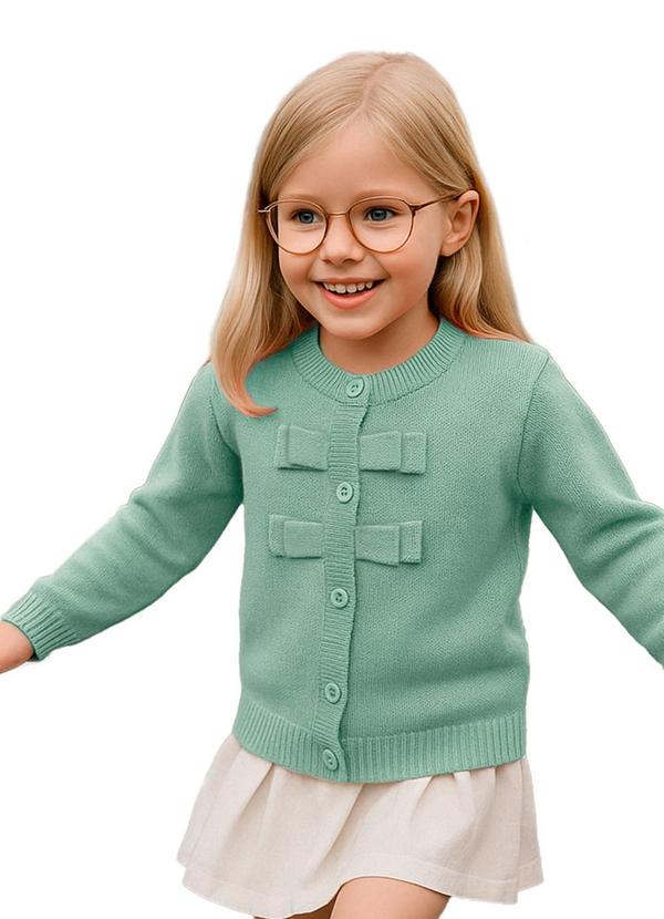 Cardigan Infantil com Laços Verde