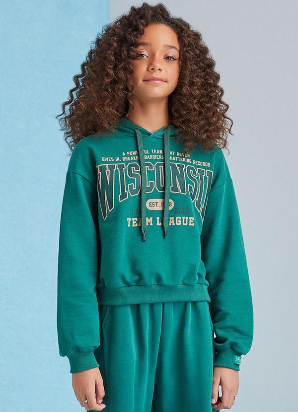 Casaco Cropped com Capuz Verde