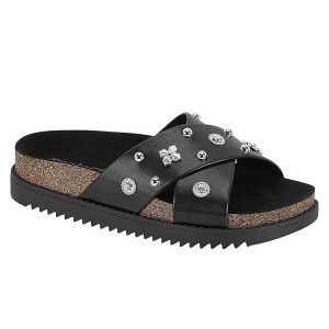 Chinelo Moleca Preto com Tiras Transpassadas