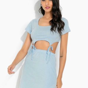 Conjunto Azul Claro com Amarrações