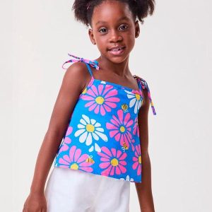 Conjunto Azul Floral com Abelhinhas Azul