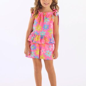 Conjunto Bata Short Algodão Rosa