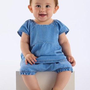 Conjunto Bata e Calcinha Jeans Bebê Azul