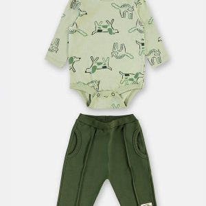 Conjunto Bebê Body Estampado Verde