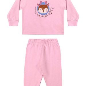 Conjunto Bebê Menina Moletom Bichinhos Rosa