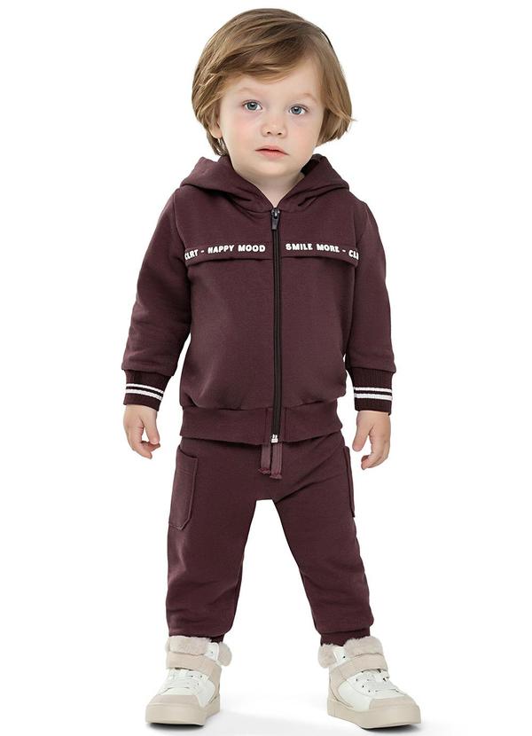 Conjunto Bebê Menino Estampa com Puff Roxo