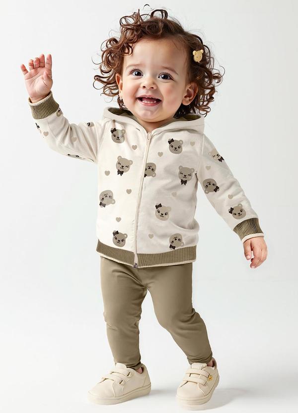 Conjunto Bebê com Jaqueta e Calça Legging Bege