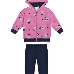 Conjunto Bebê com Jaqueta e Calça Legging Rosa