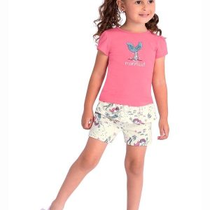 Conjunto Blusa Mermaid e Short Sereia Rosa