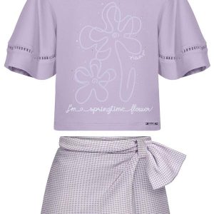 Conjunto Blusa e Shorts Saia Transpassado Rosa