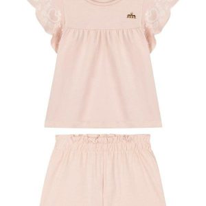 Conjunto Blusa e Shorts em Cotton Linho Rosa