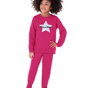 Conjunto Blusão e Calça Moletom Holográfico Rosa