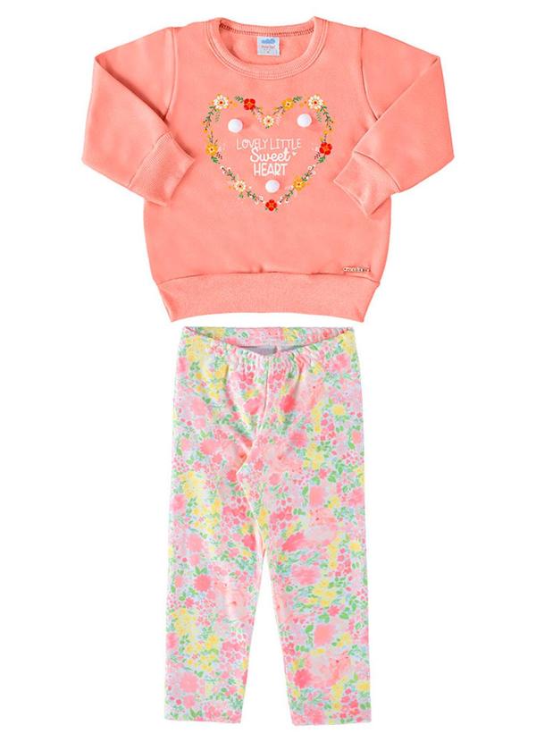 Conjunto Blusão e Legging Mini Floral Laranja