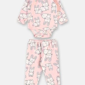 Conjunto Body e Calça Suedine Rosa