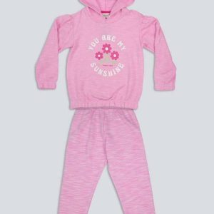 Conjunto Casaco com Capuz e Calca Rosa